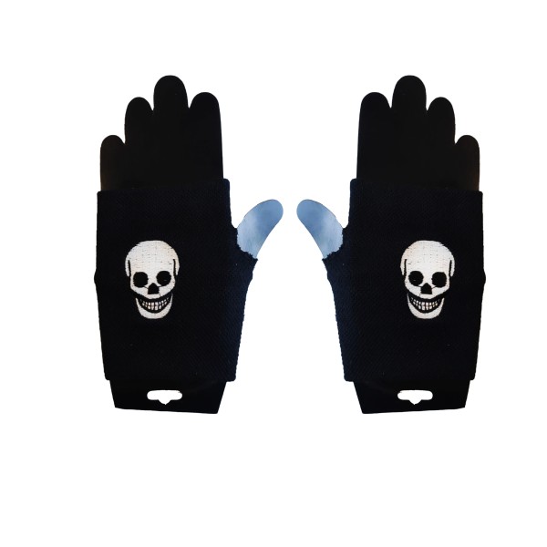 Fingerlose Handschuhe Schwarz Totenkopf
