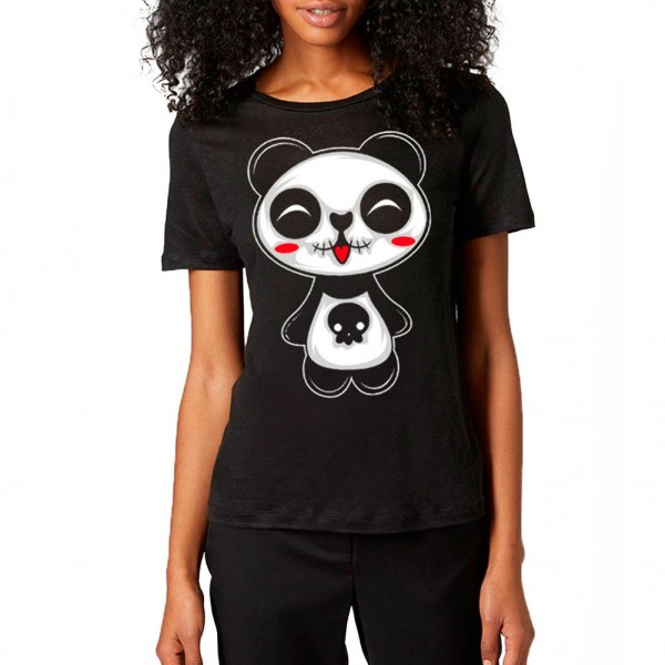 Motiv Shirt Schwarz Dark Panda Figur