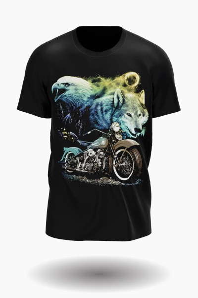 Beast Design mit Adler, Wolf &amp; Motorrad T-Shirt