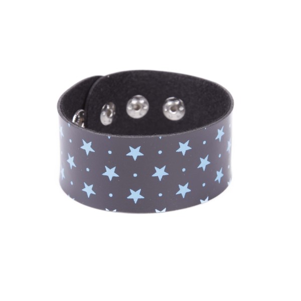 Armband Schwarz mit Blauen Sternen