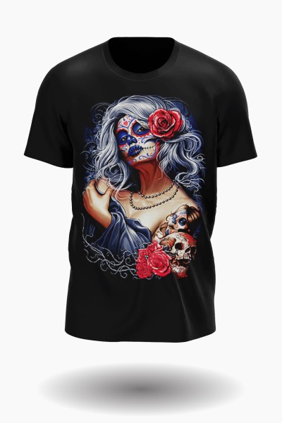 La Catrina mit Totenkopf T-Shirt
