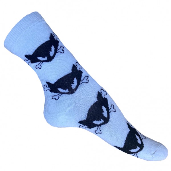 Weiße Totenkopf Katzen Socken one size